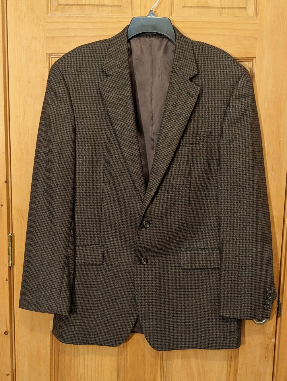 Lauren Ralph Lauren Men's 42L Houndstooth Wool Brown Blazer Sports Coat Jacket